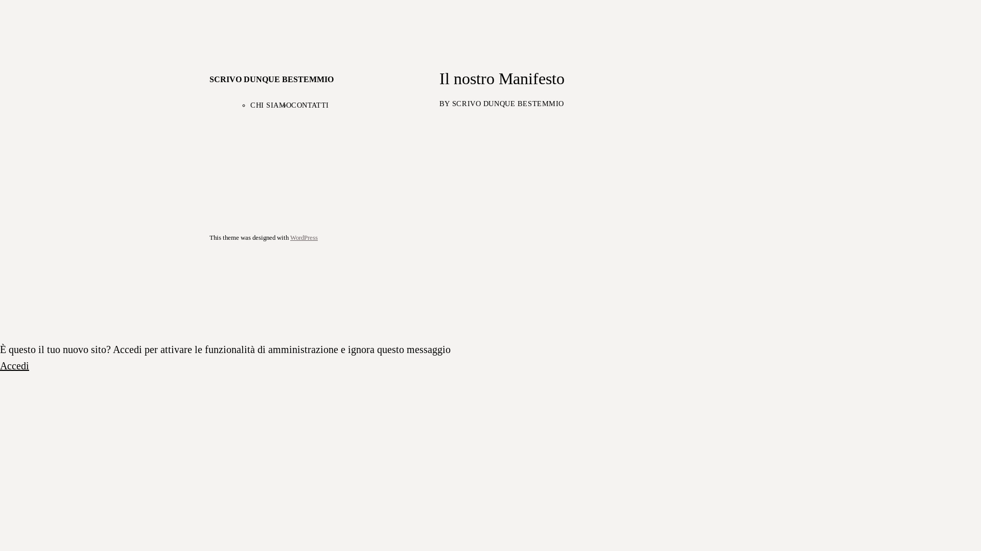 website screenshot of https://scrivodunquebestemmio.com/