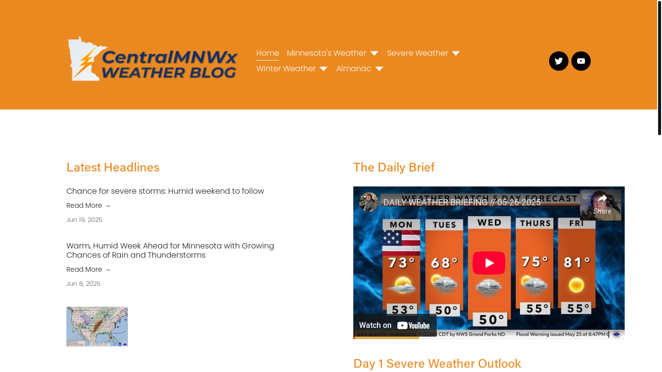 website screenshot of https://centralmnwx.org/
