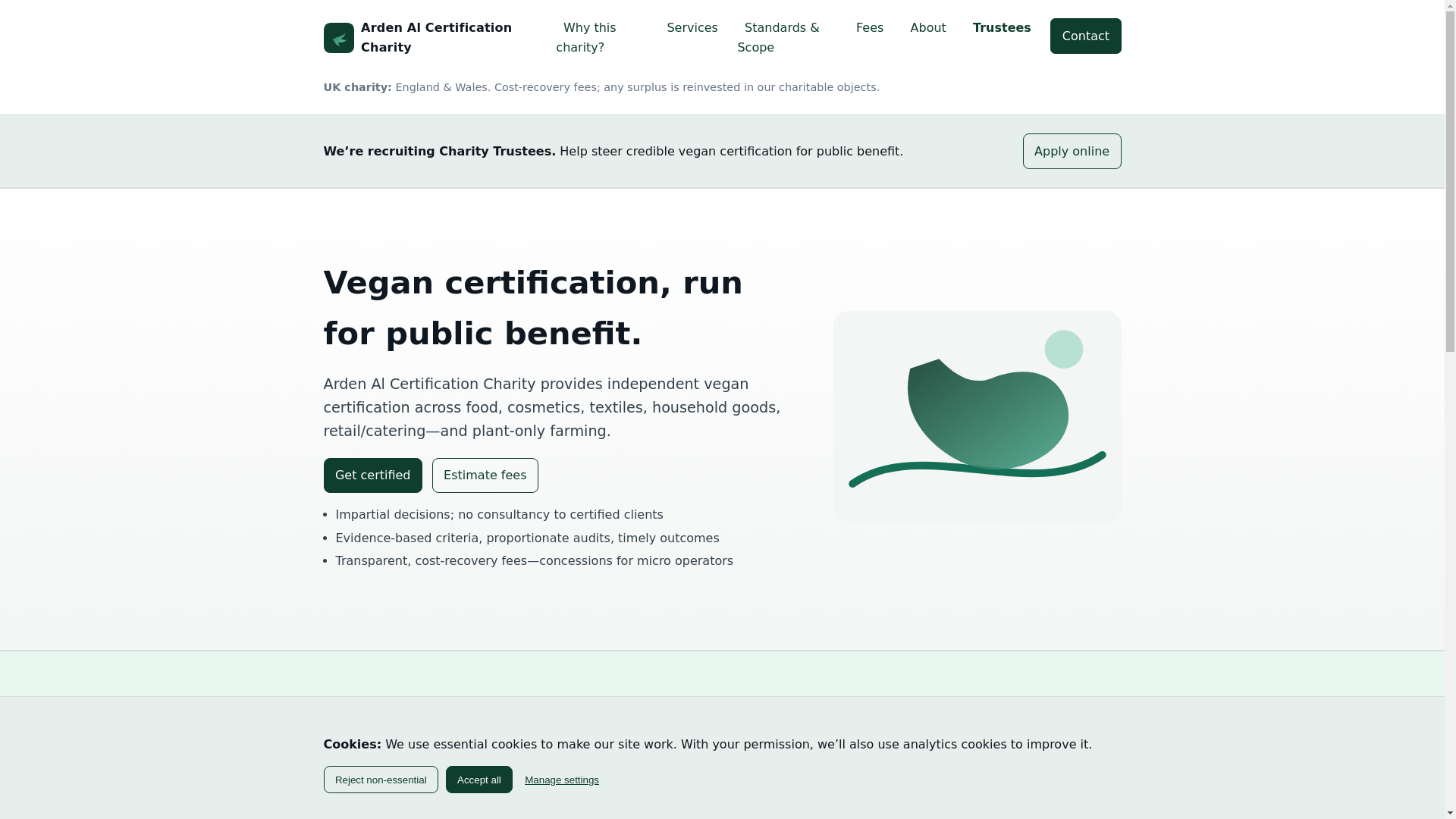 website screenshot of https://ardenalcertificationcharity.pages.dev/