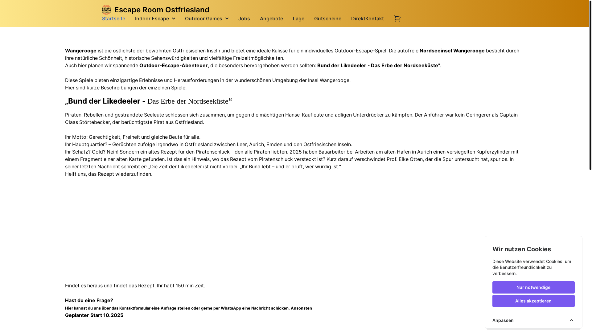 website screenshot of https://escaperoom-wangerooge.de/