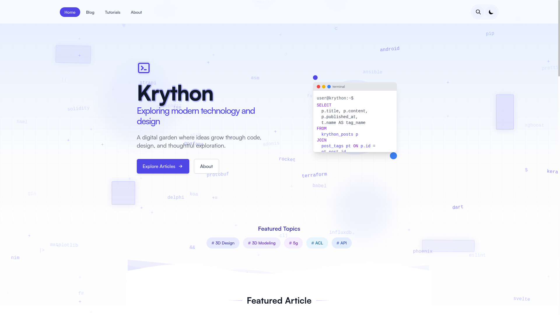 website screenshot of https://www.krython.com/