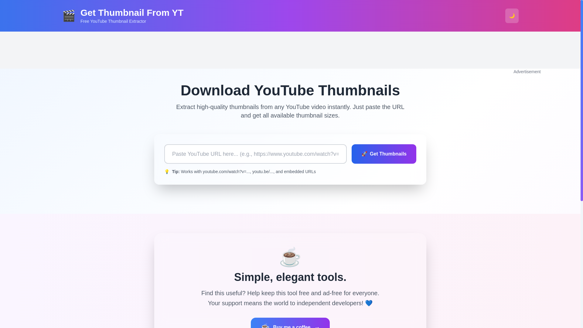 website screenshot of https://getthumbnailfromyt.com/