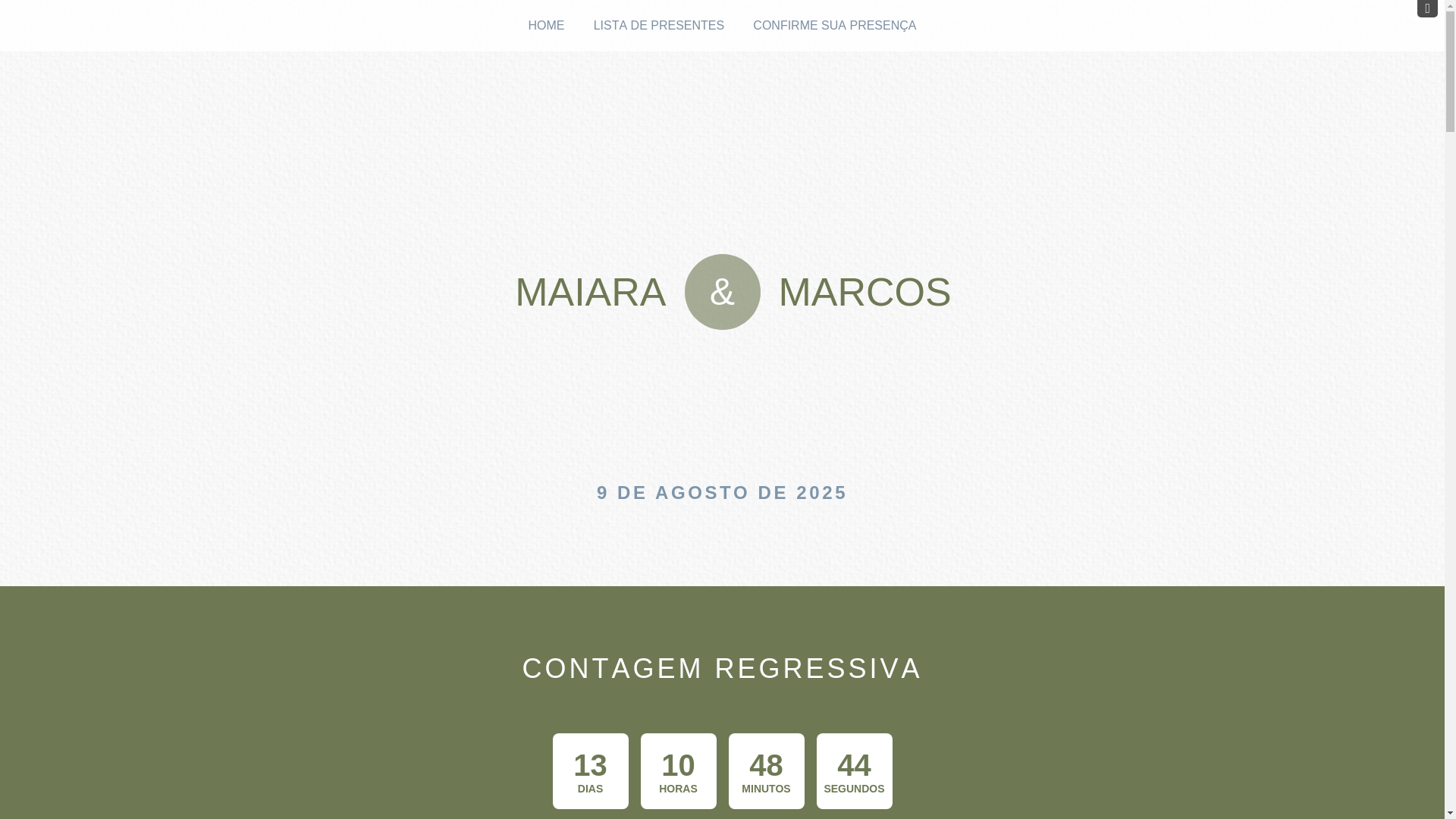 website screenshot of https://maiaraemarcoschadepanela.com.br/