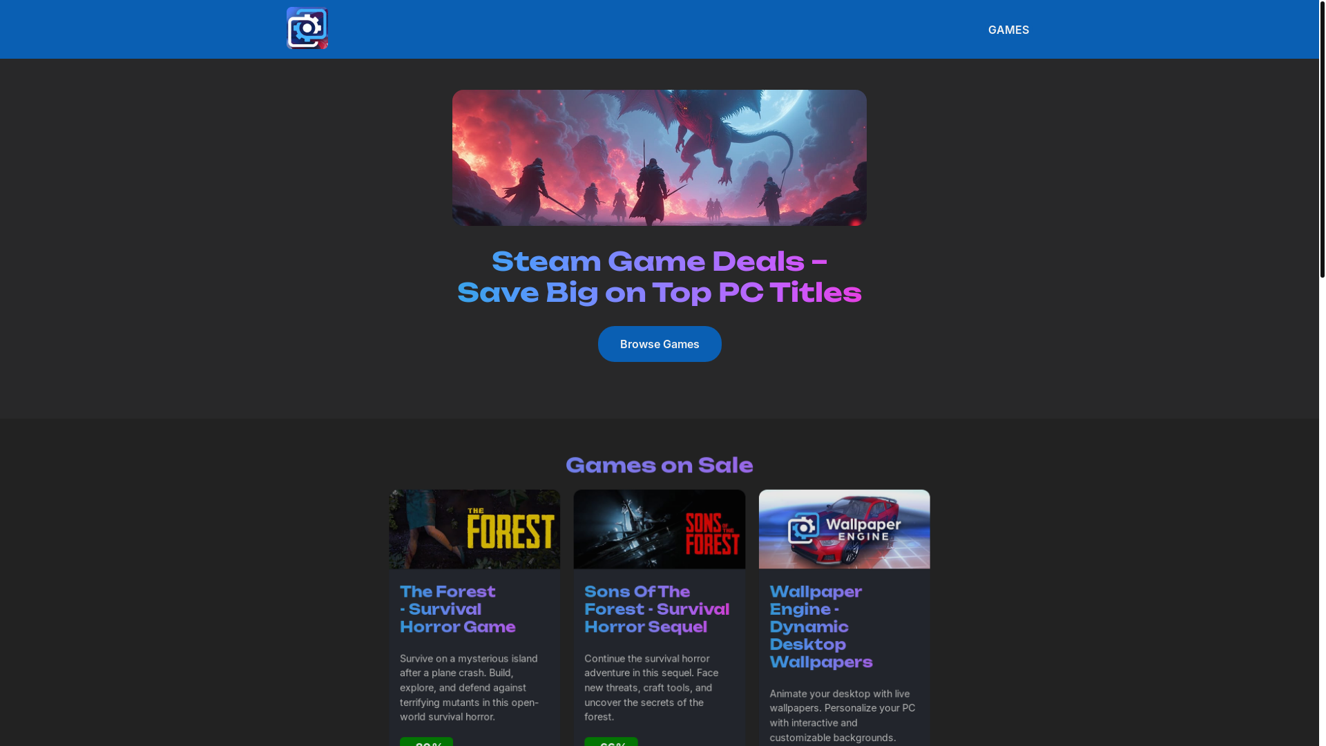 website screenshot of https://steamgameoffers.com/