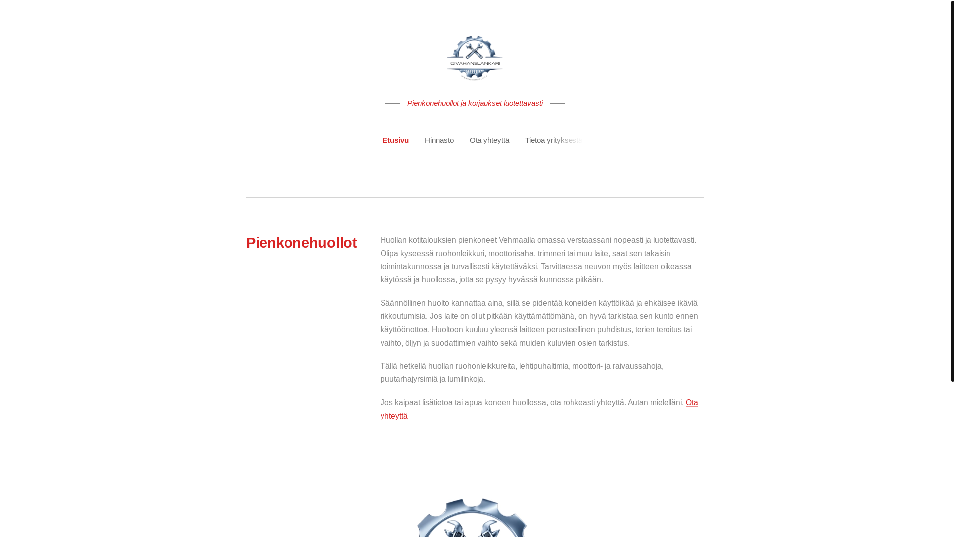 website screenshot of https://oivahanslankari.com/