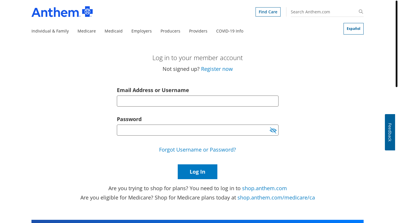 website screenshot of http://anthem.ly/HRA-CA