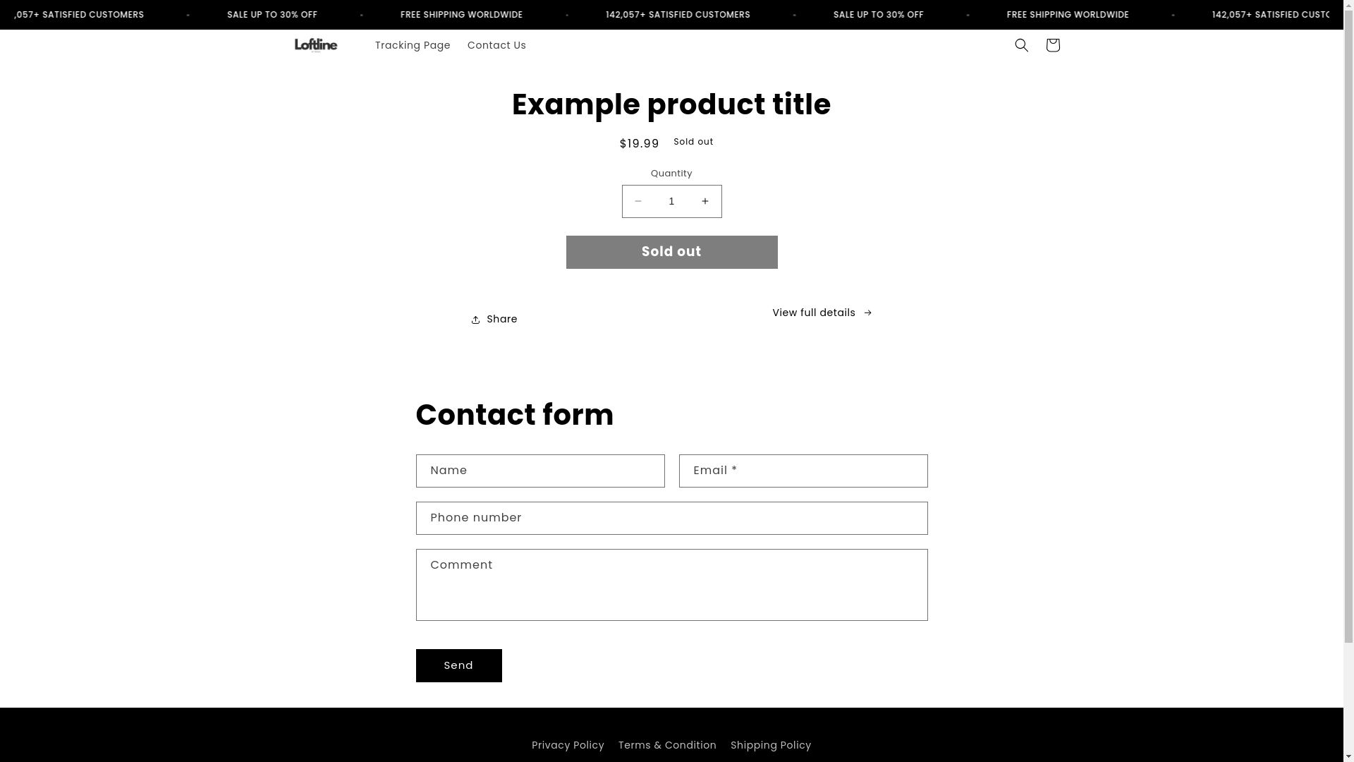 website screenshot of https://loftlinestore.com/