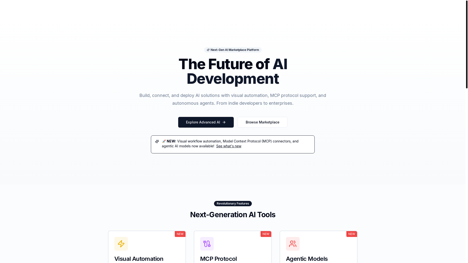 website screenshot of https://mcplanet.ai/