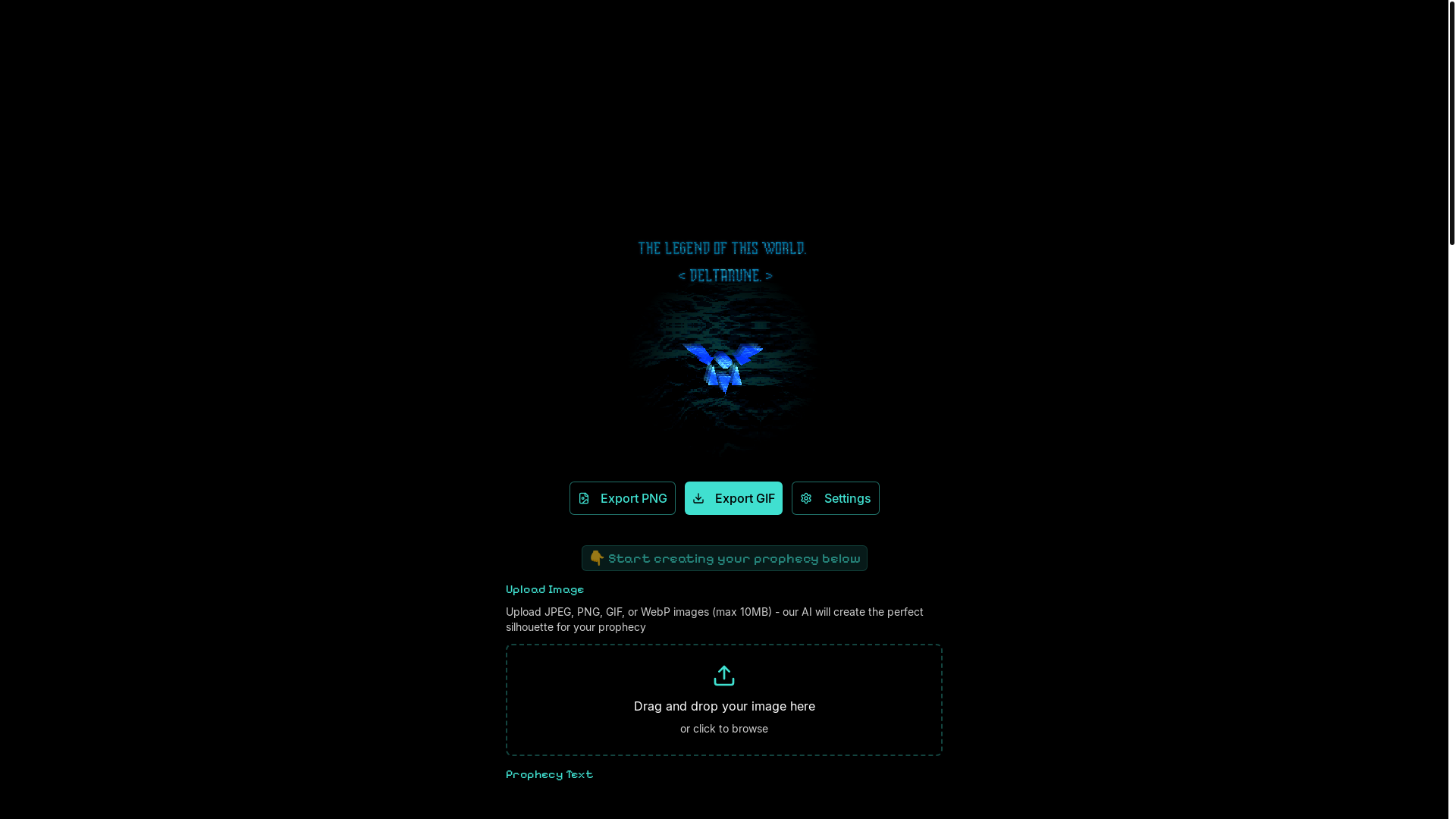 website screenshot of https://deltarune-prophecy-generator.online/