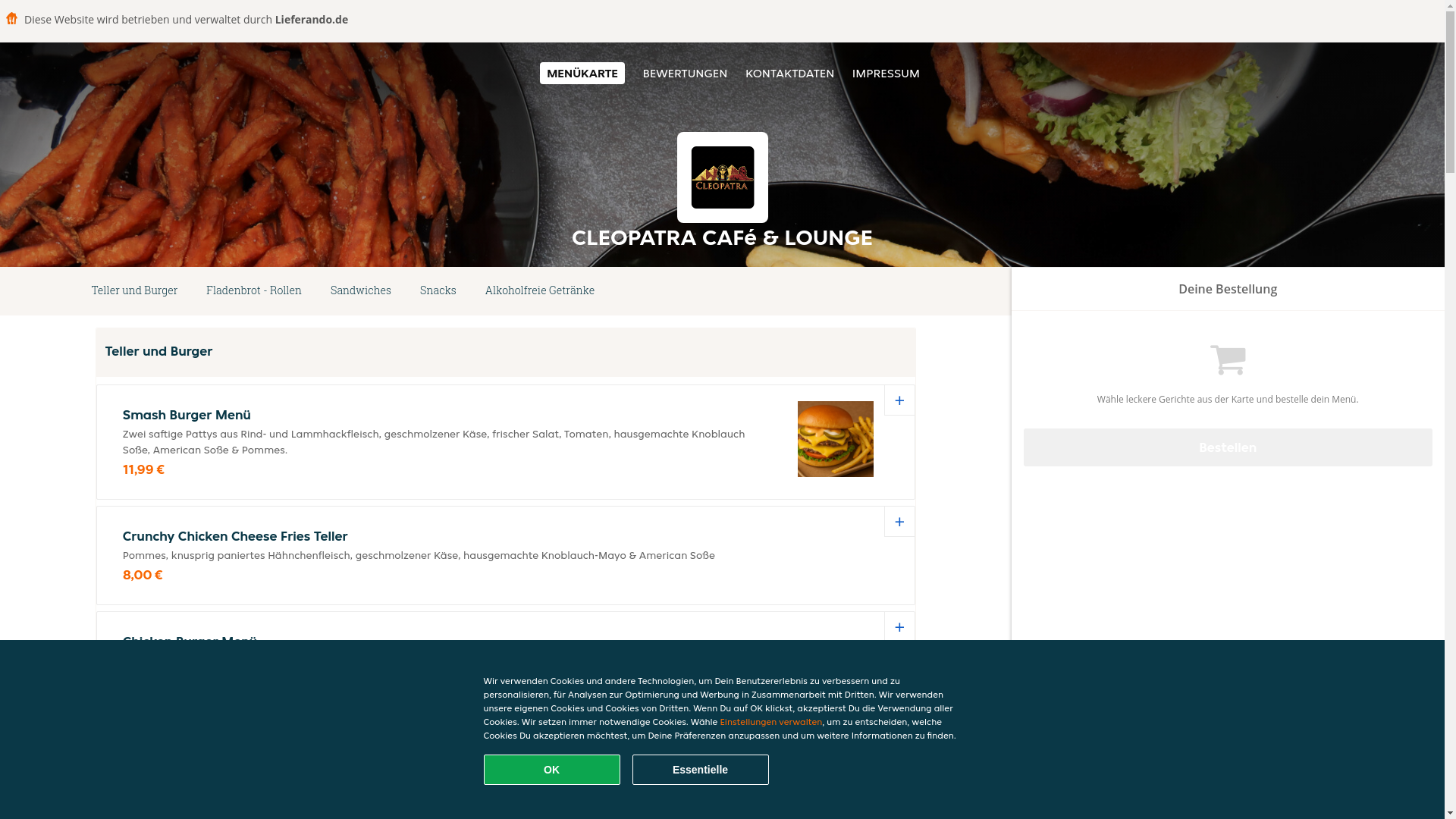 website screenshot of https://cleopatracafelounge-badsegeberg.de/