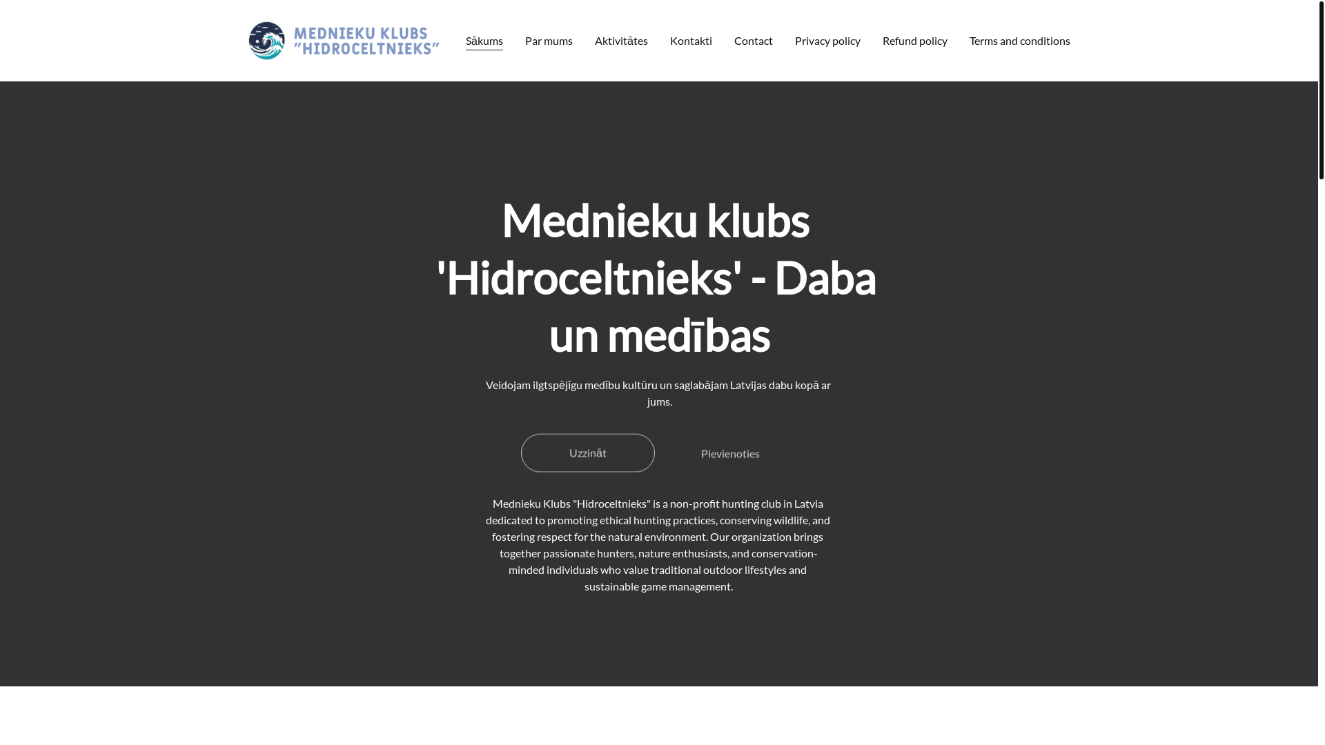 website screenshot of https://medniekuklubshidroceltnieks.blog/