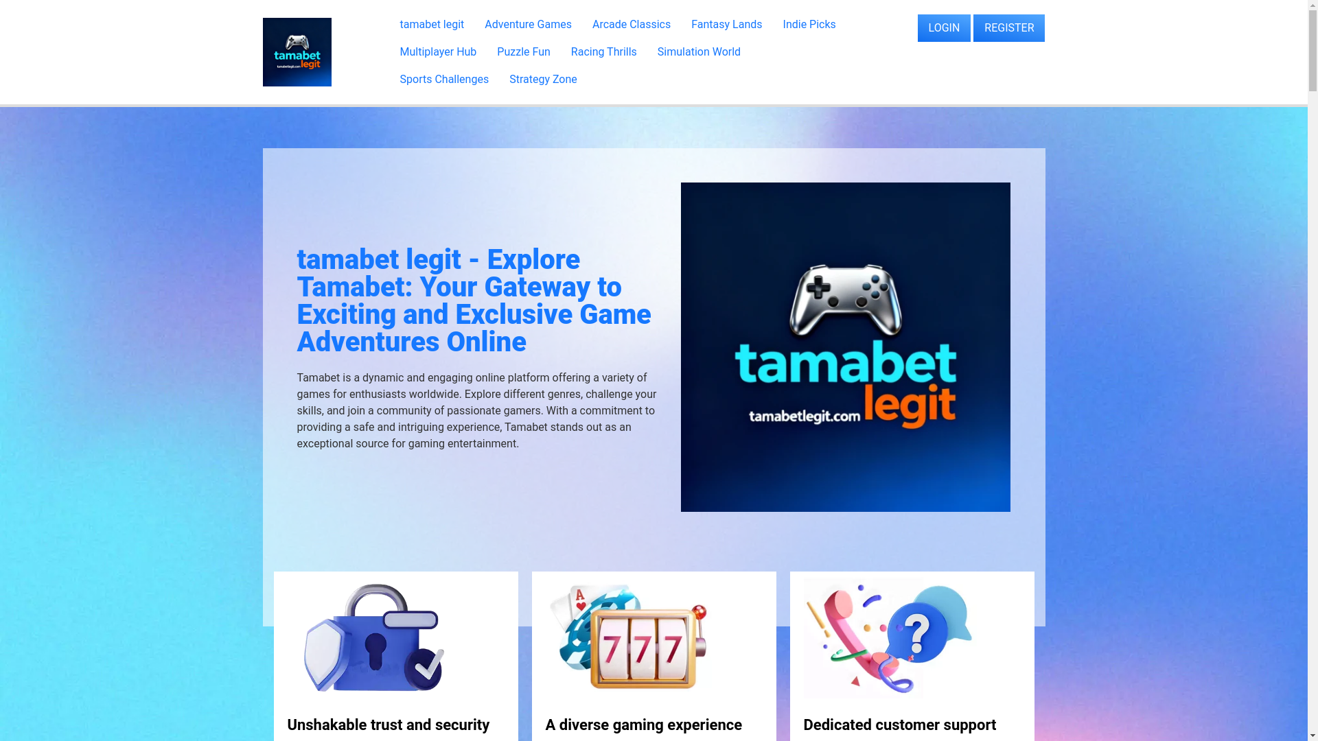 website screenshot of https://tamabetlegit.com/