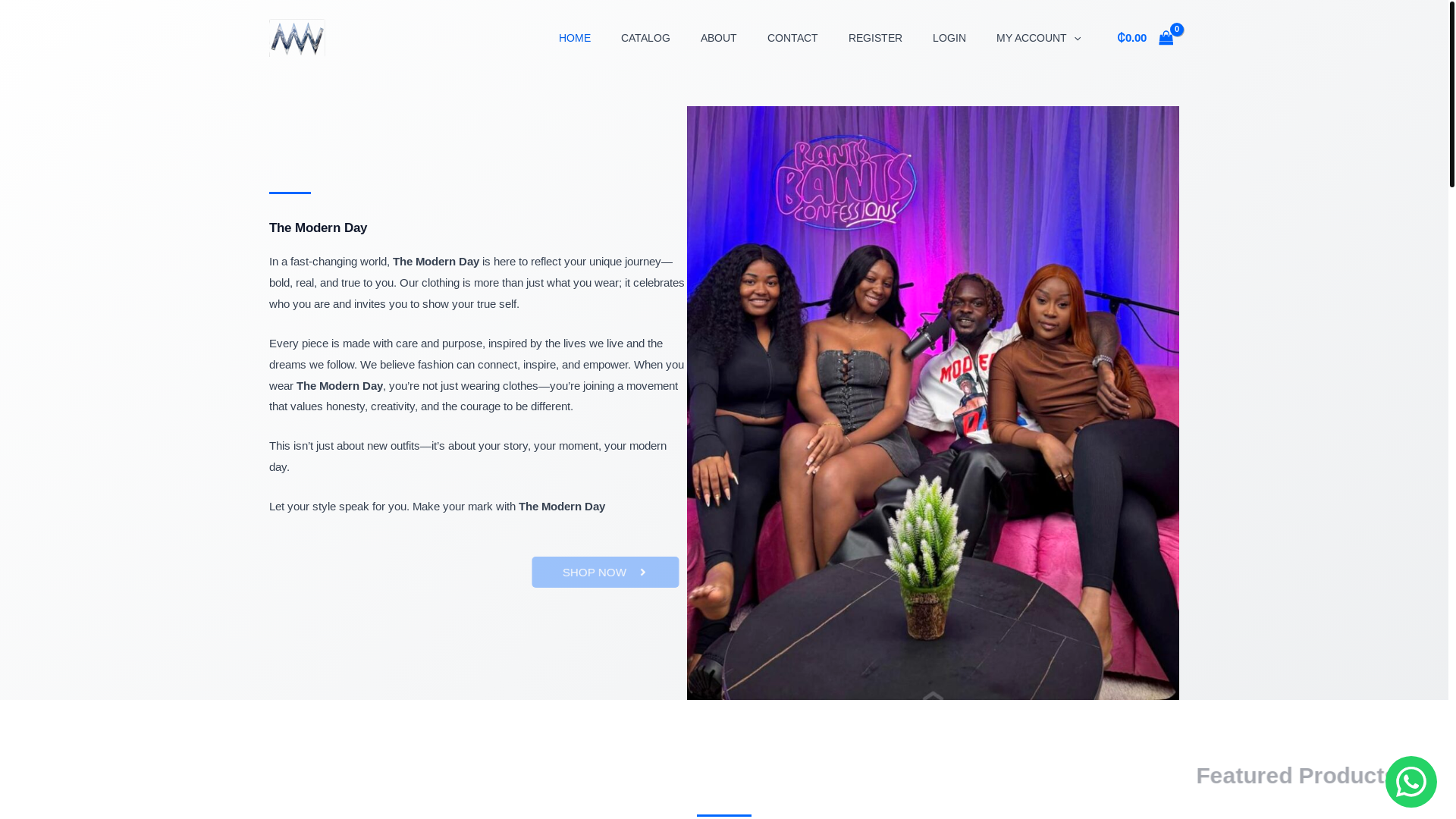 website screenshot of https://themodernday.store/