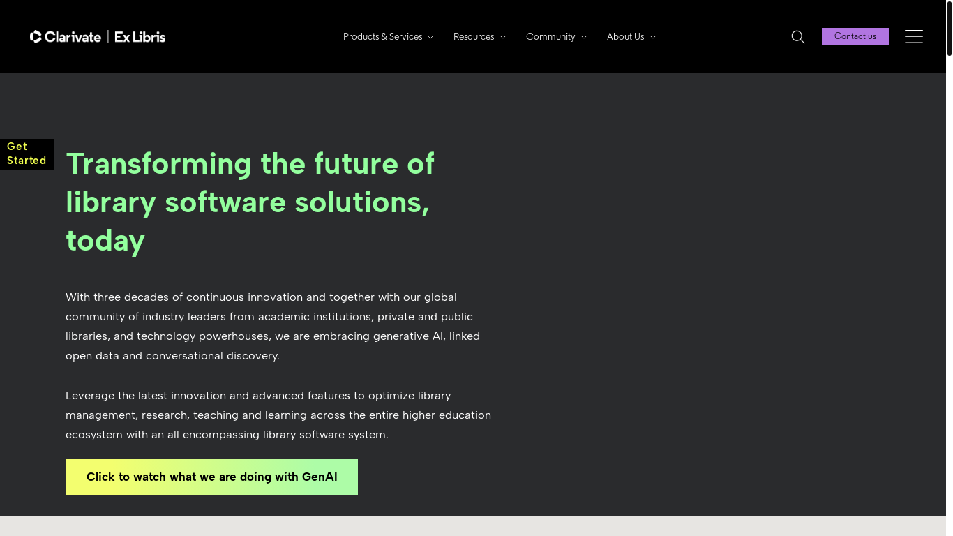 website screenshot of https://exlibrisgroup.com