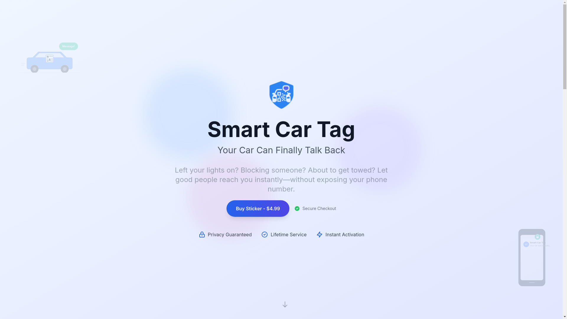 website screenshot of https://smartcartag.com/