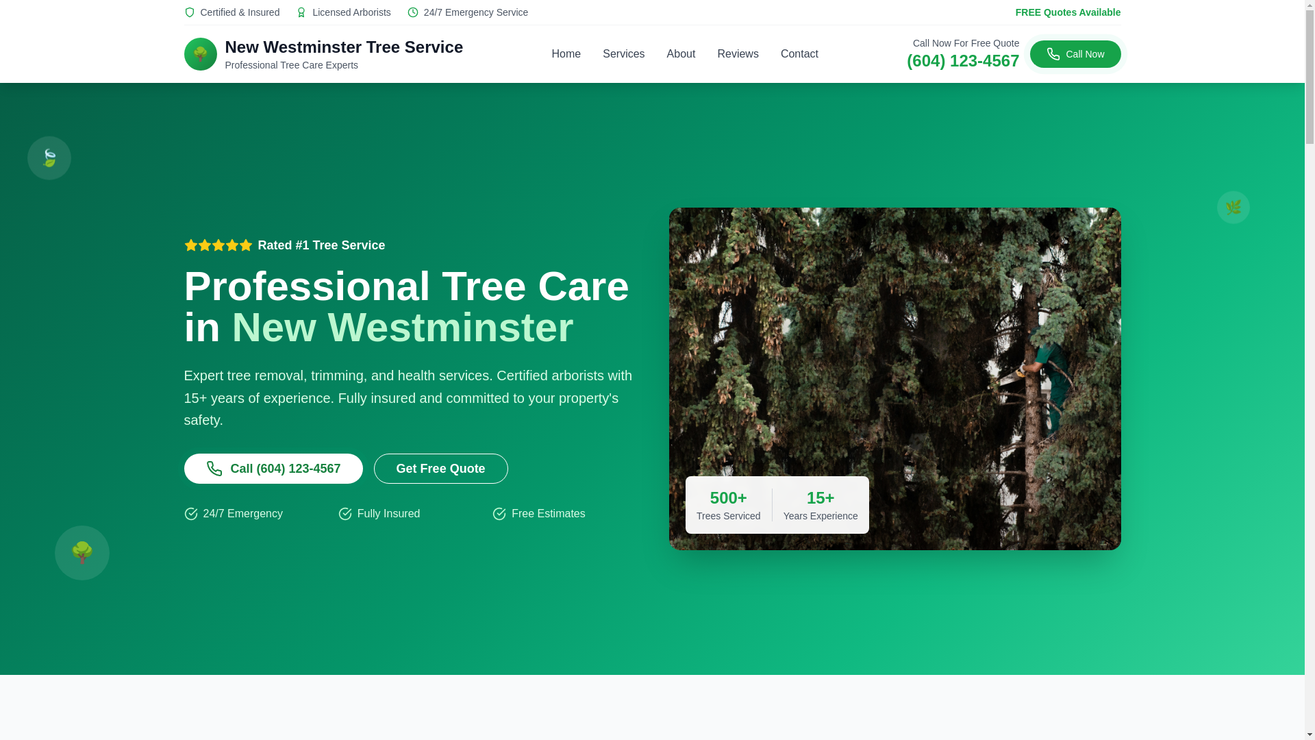 website screenshot of https://newwestminstertreeservice.com/