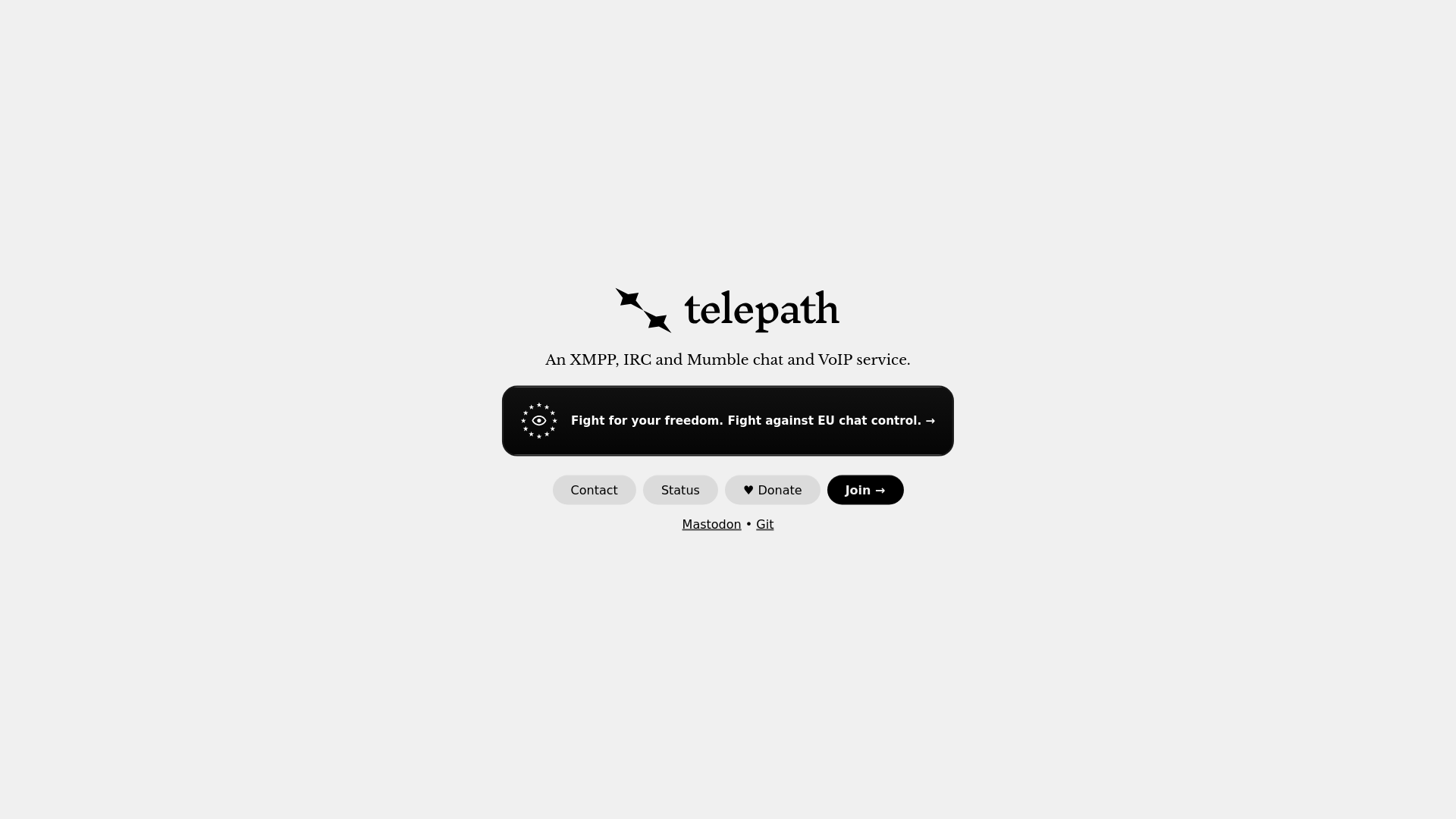 website screenshot of https://telepath.im/