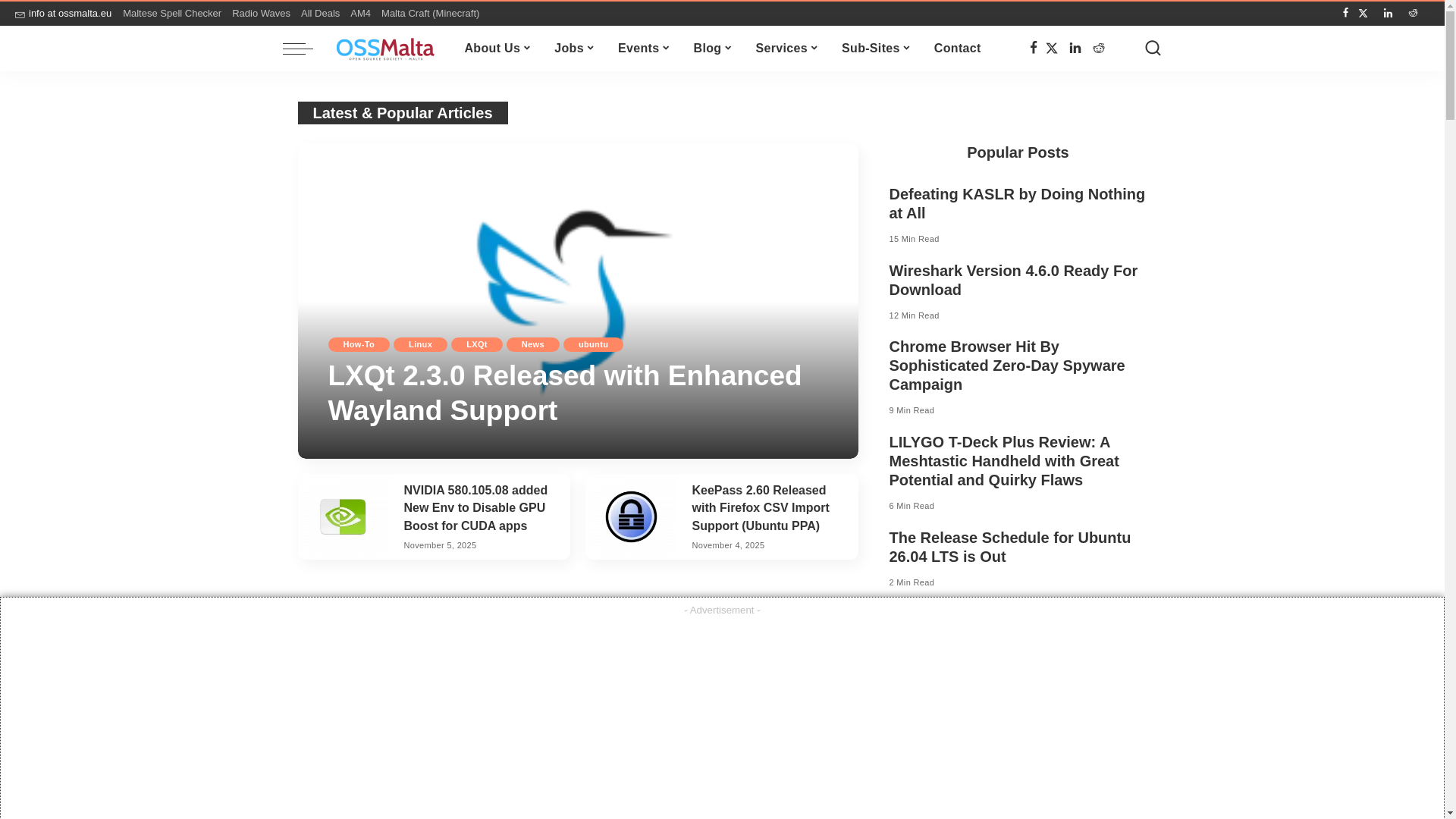 website screenshot of https://ossmalta.eu/