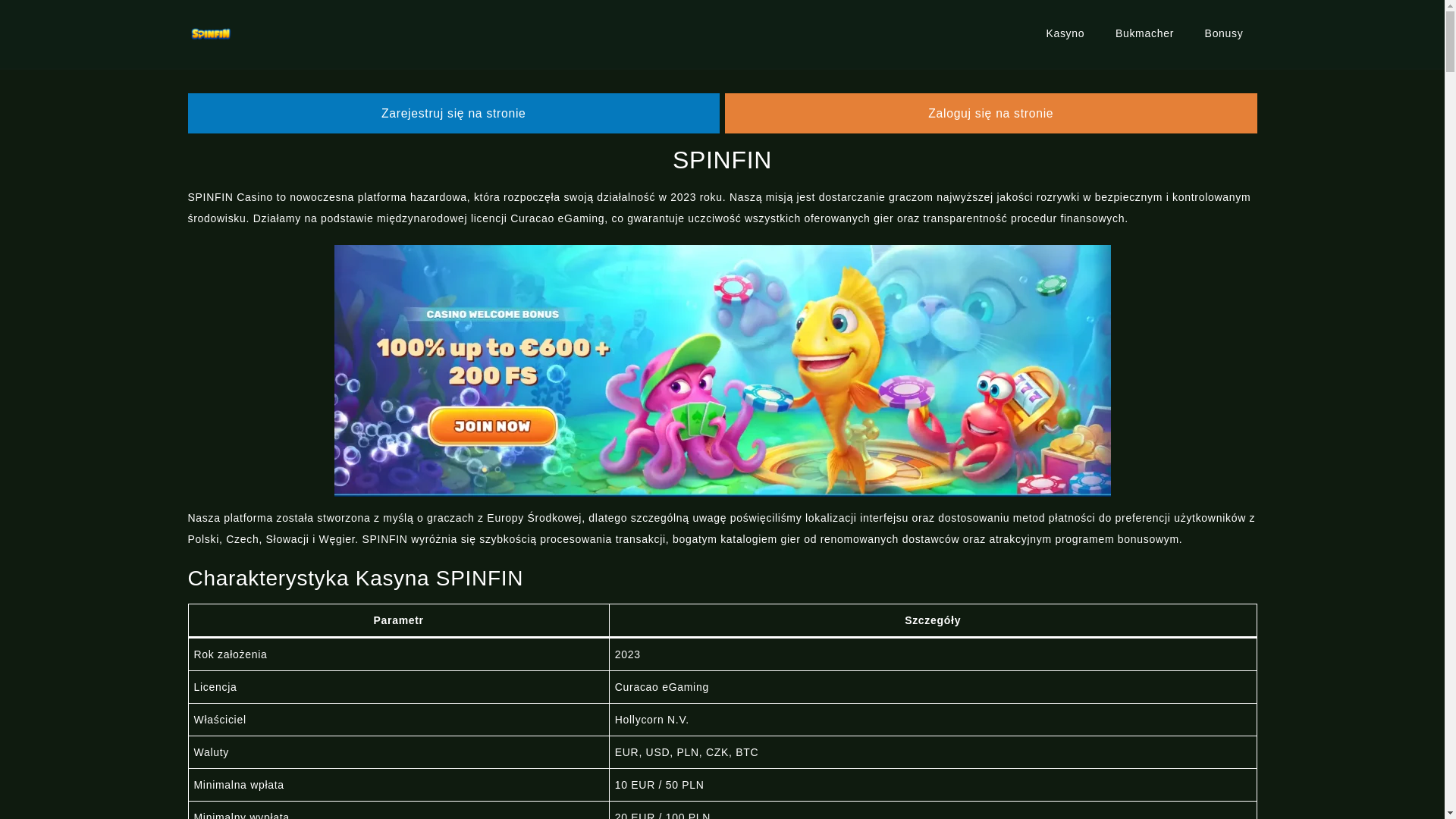 website screenshot of https://spinfins.pl/