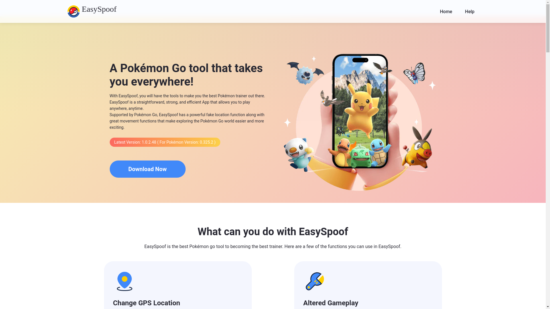 website screenshot of https://easyspoof.com/