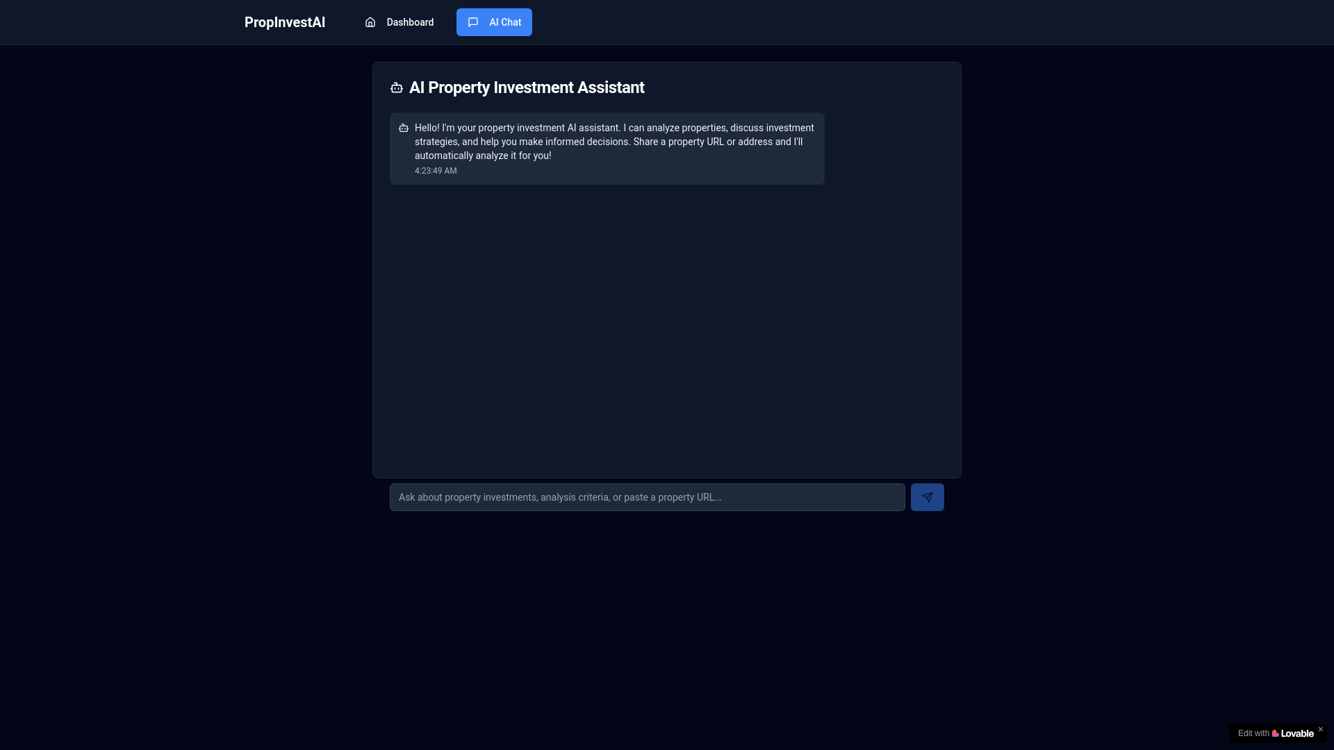 website screenshot of https://propinvestai.app/