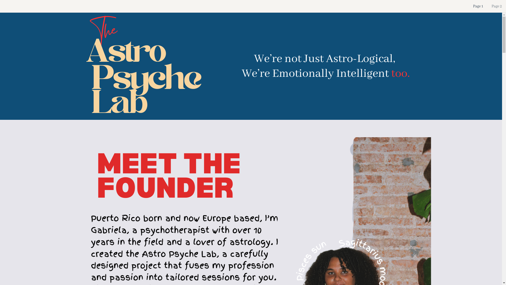 website screenshot of https://theastropsychelab.com/