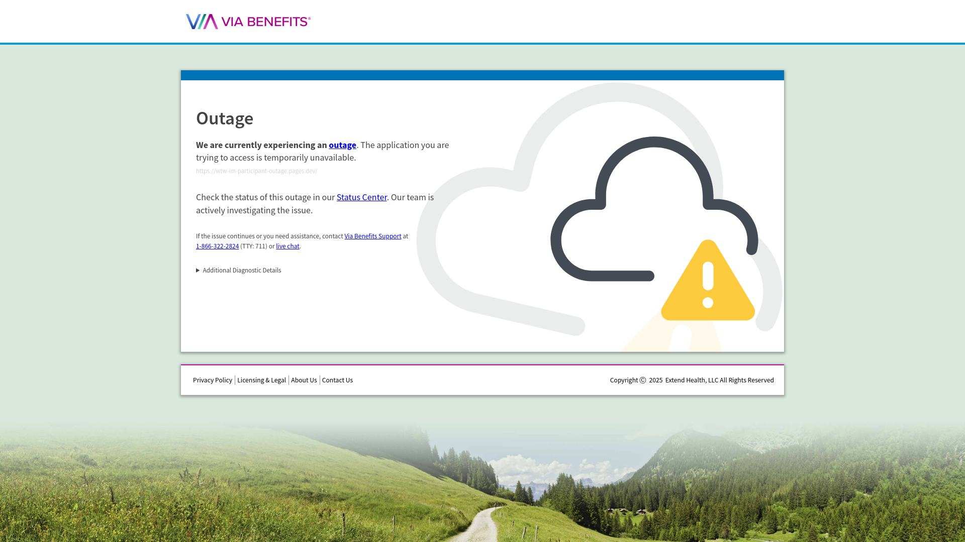 website screenshot of https://wtw-im-participant-outage.pages.dev/