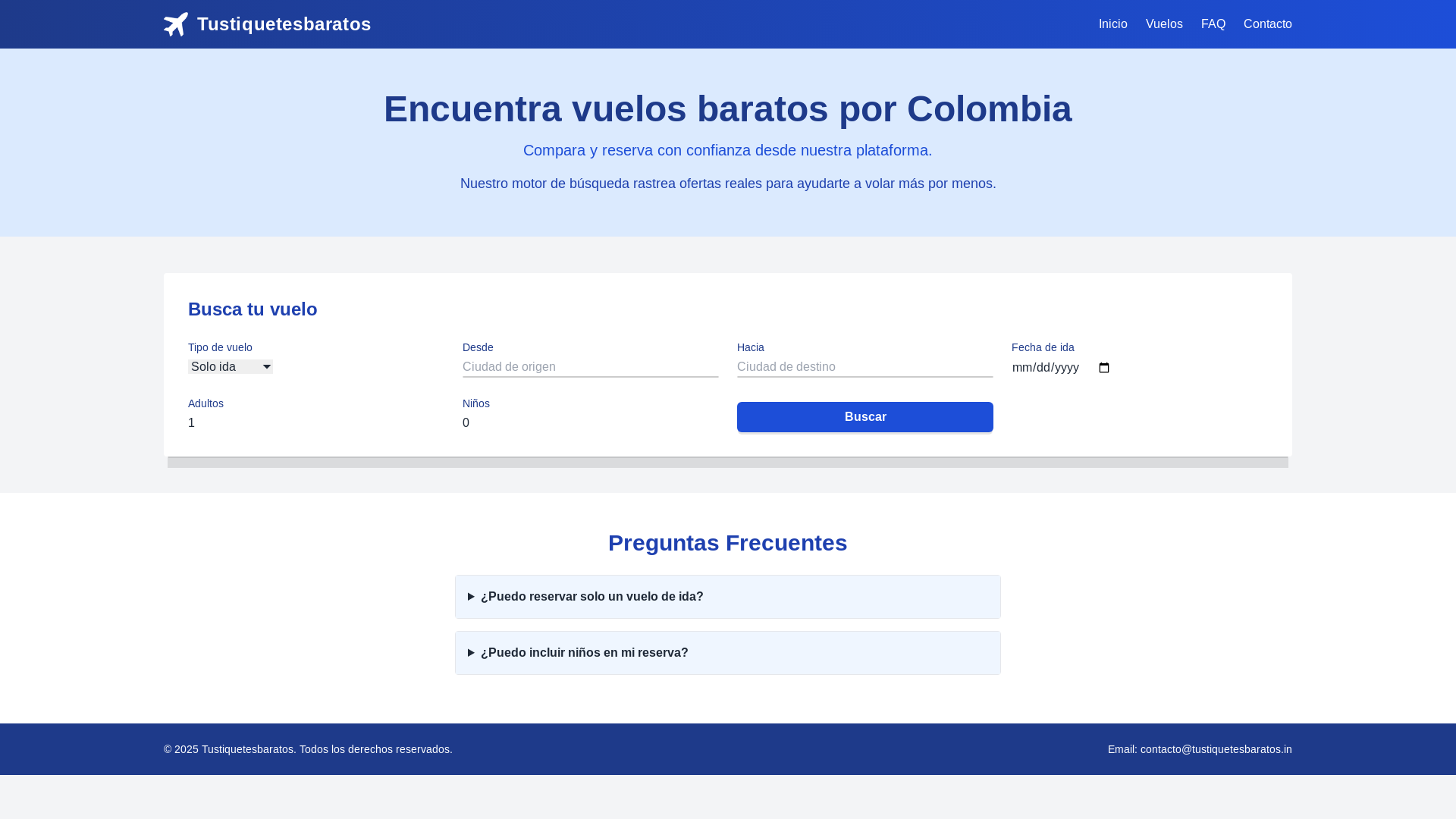 website screenshot of https://tiquetesbarato.lat/