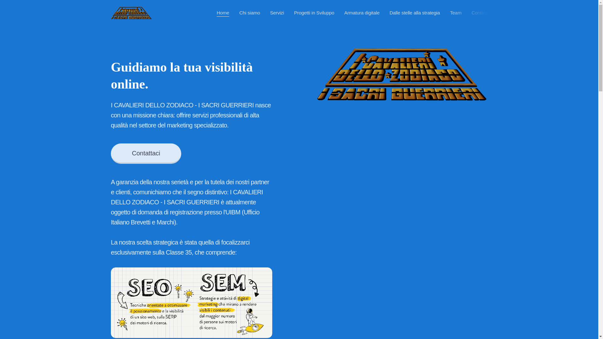 website screenshot of https://icavalieridellozodiaco-isacriguerrieri.it/