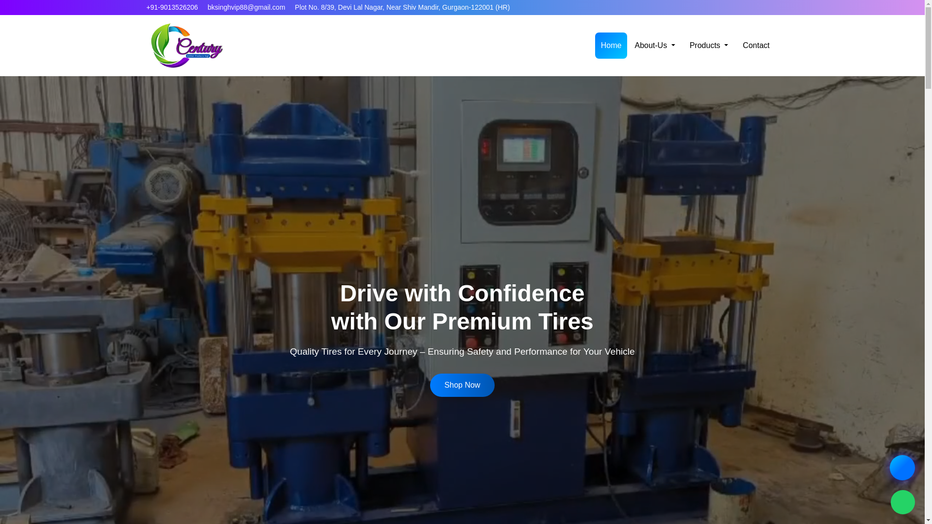 website screenshot of https://centuryrubberproducts.com/