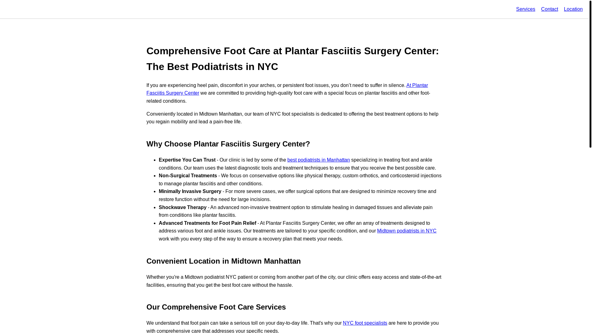 website screenshot of https://comprehensivefootcareatplantarfasciitissurgerycenter.pages.dev/