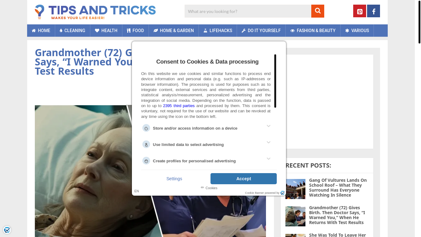 website screenshot of https://www.tips-and-tricks.co/online/pregnantgrandma/