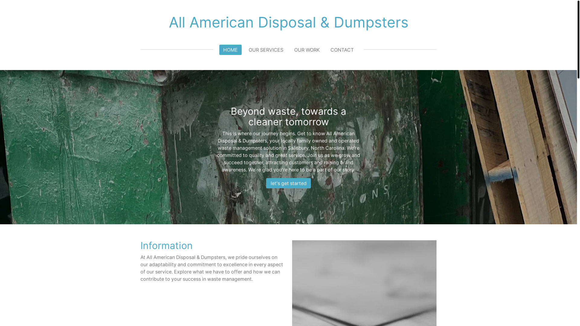 website screenshot of https://allamericandisposaldumpsters.com/