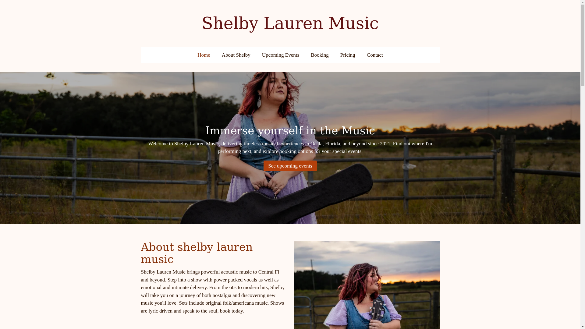 website screenshot of https://shelbylaurenmusic.com/