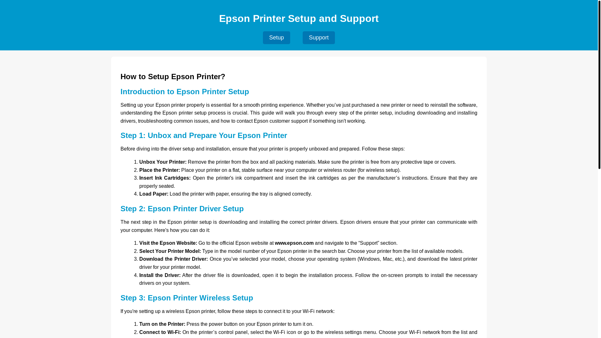 website screenshot of https://epson-printer.pages.dev/