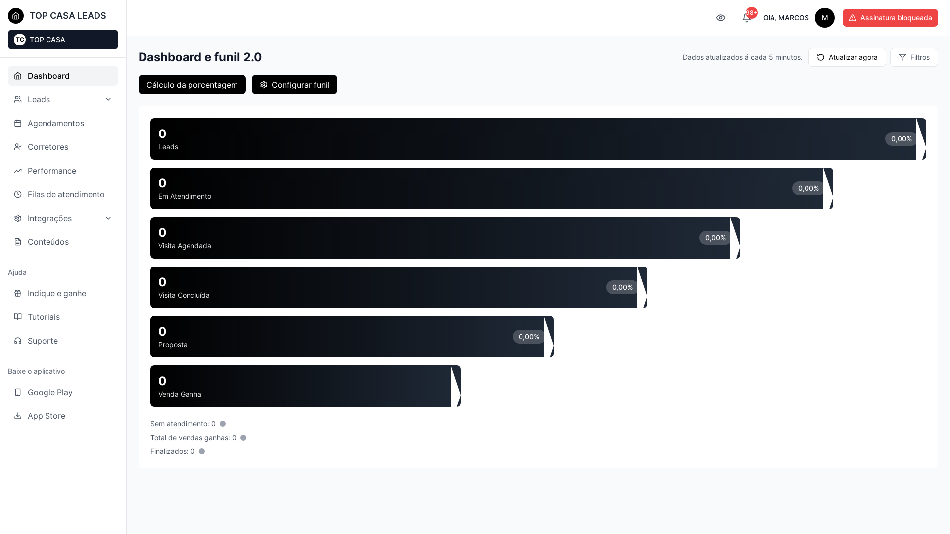website screenshot of https://topcasaleads.com.br/