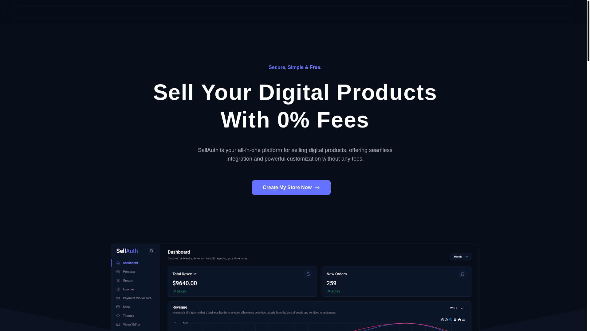 website screenshot of https://mysellauth.com/