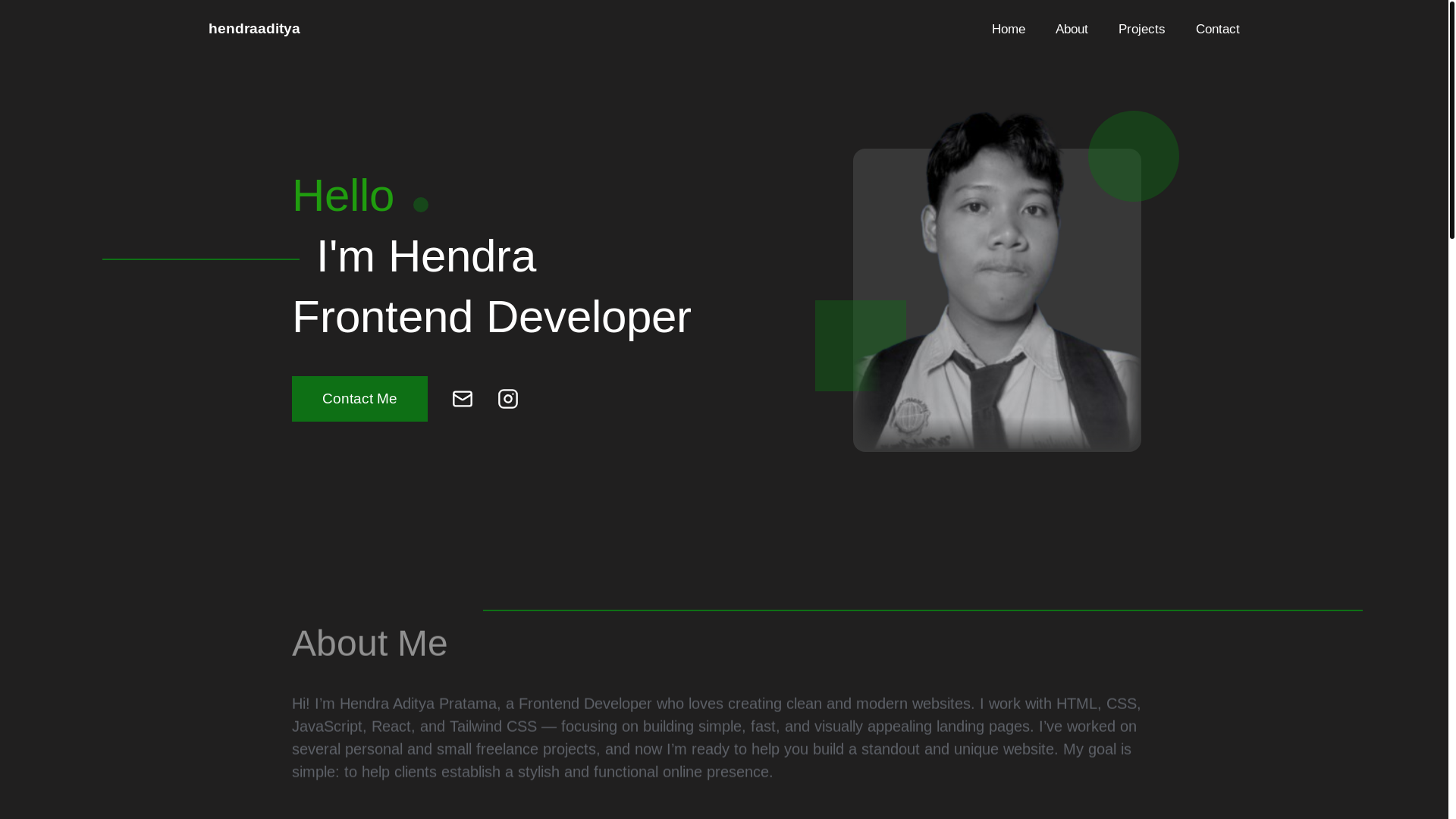 website screenshot of https://hendraaditya.my.id/