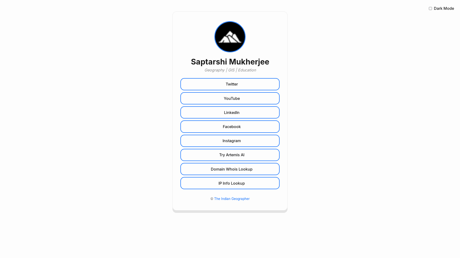 website screenshot of https://theindiangeographer.com/