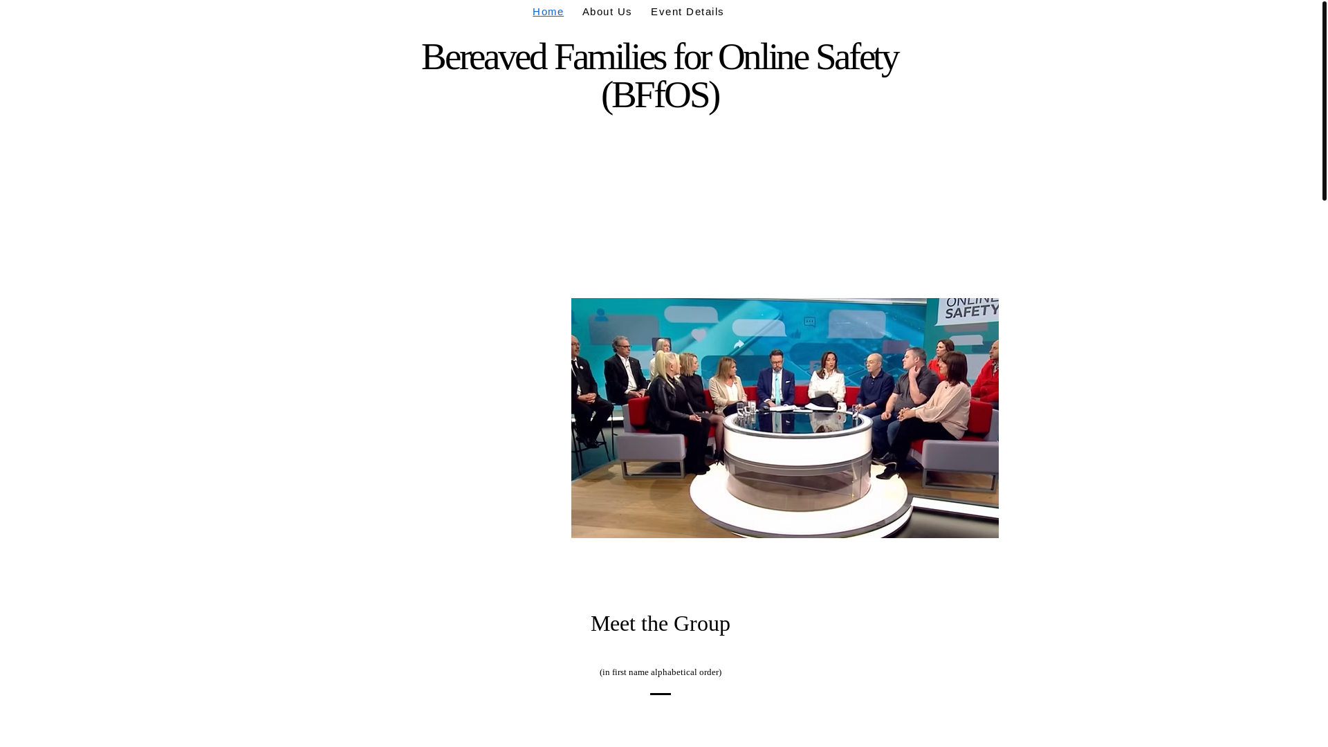 website screenshot of https://bereavedfamiliesforonlinesafety.info/