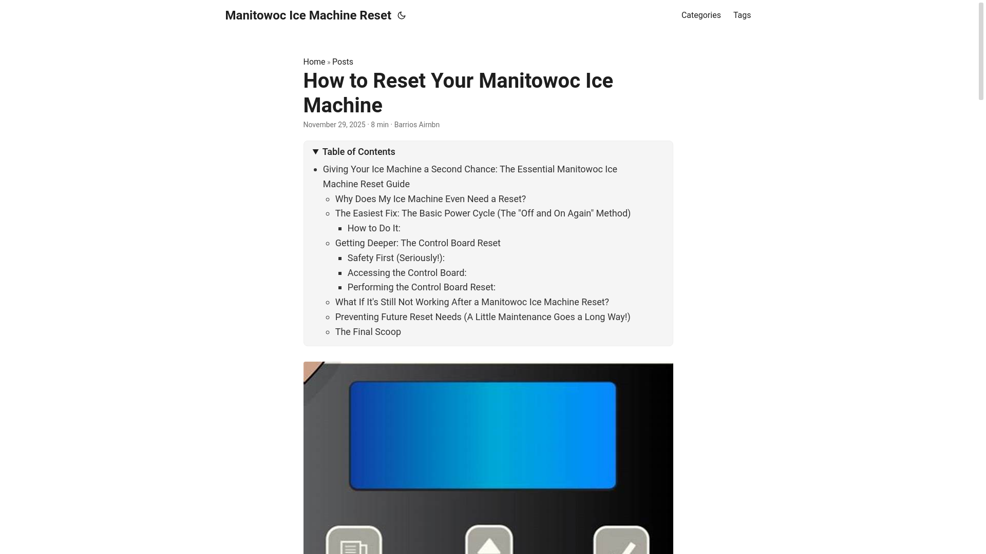website screenshot of https://manitowocicemachinereset2.pages.dev/