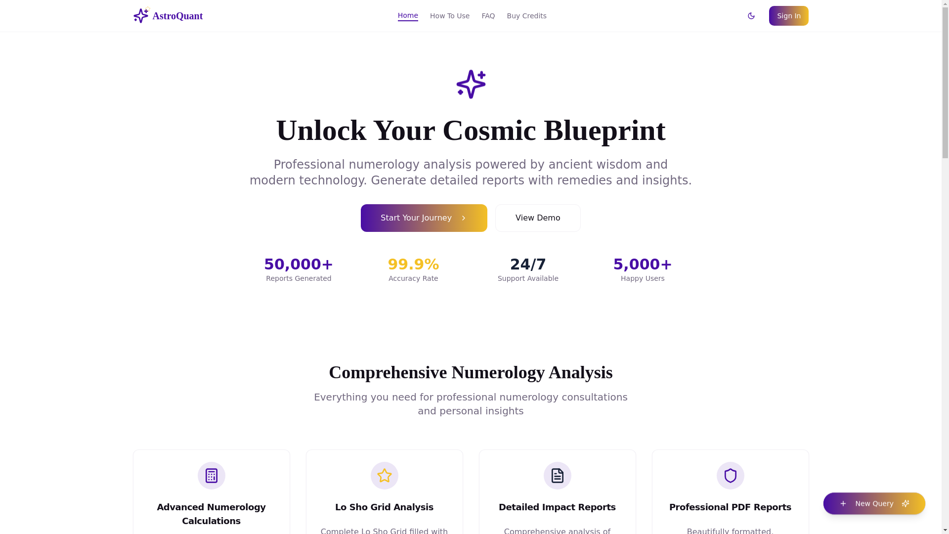 website screenshot of https://astroquant.in/