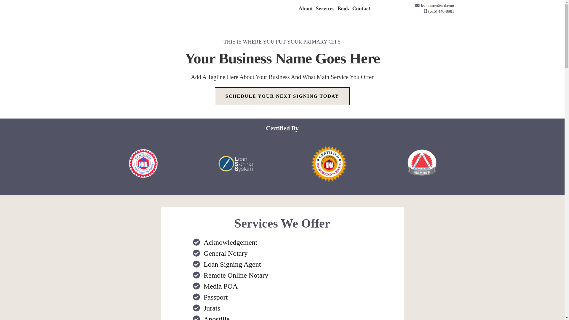 website screenshot of https://katrinacoomernotary.com/