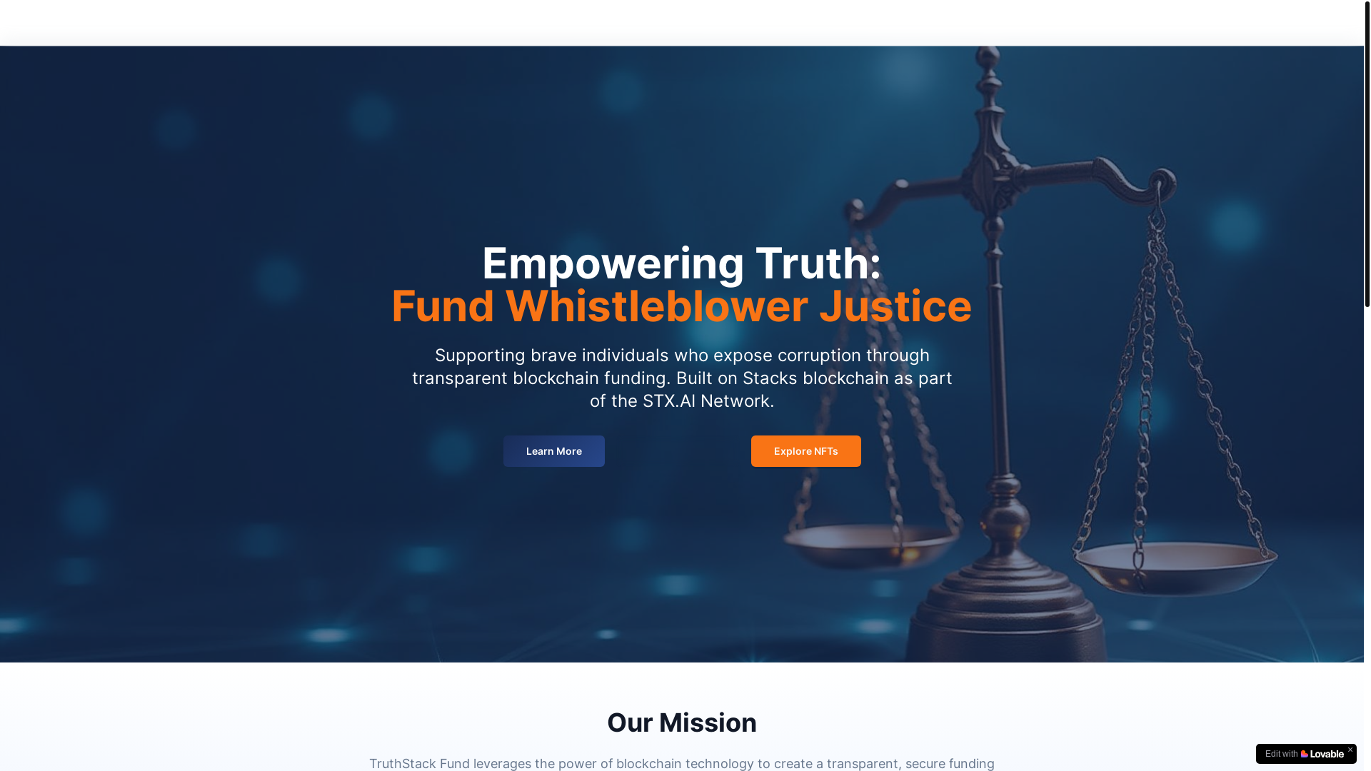 website screenshot of https://truthstack.fund/