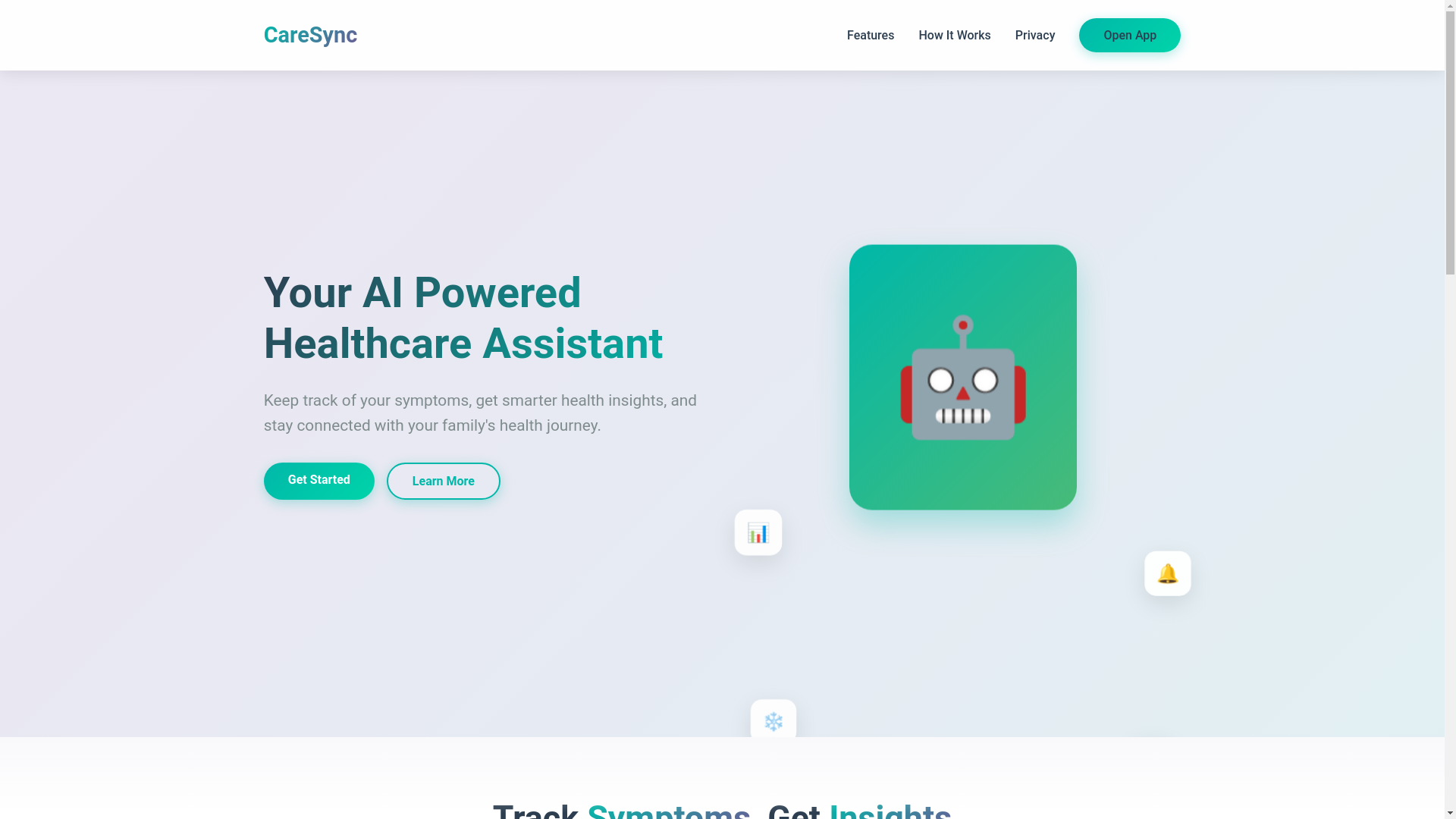 website screenshot of https://caresync-ai.com/