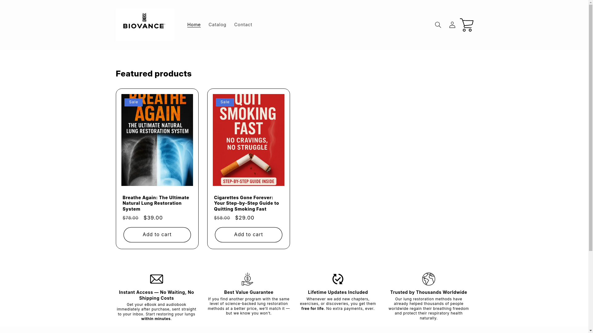 website screenshot of https://biovance.info/