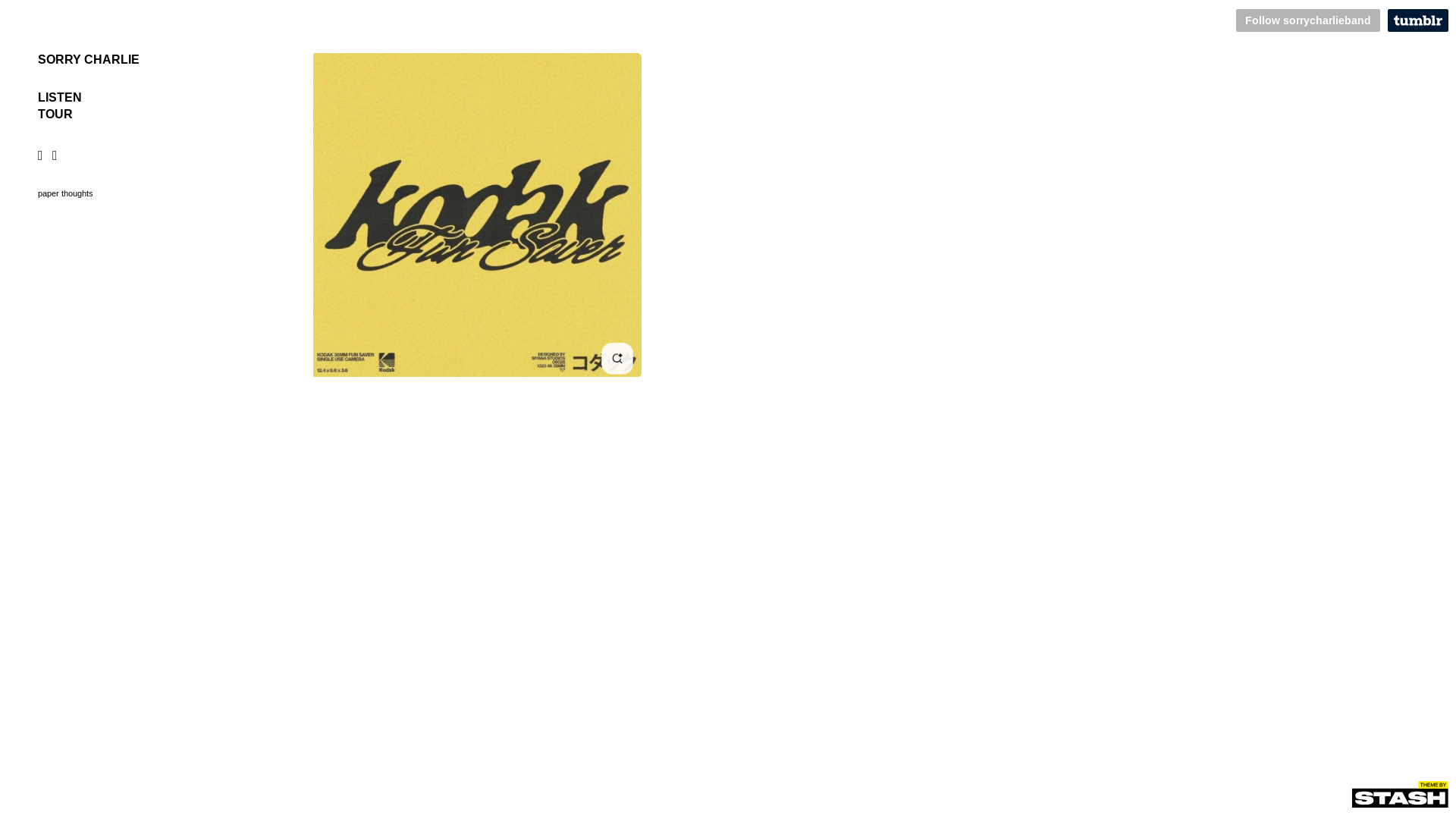 website screenshot of https://sorrycharlie.band/