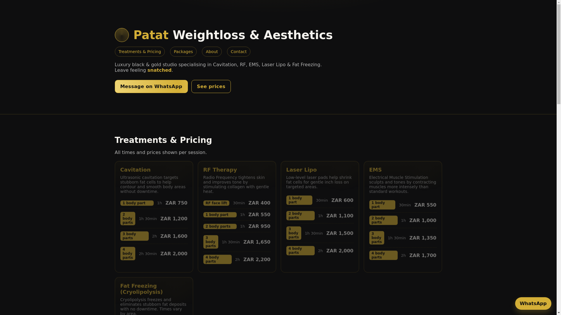 website screenshot of https://patataesthetics.com/