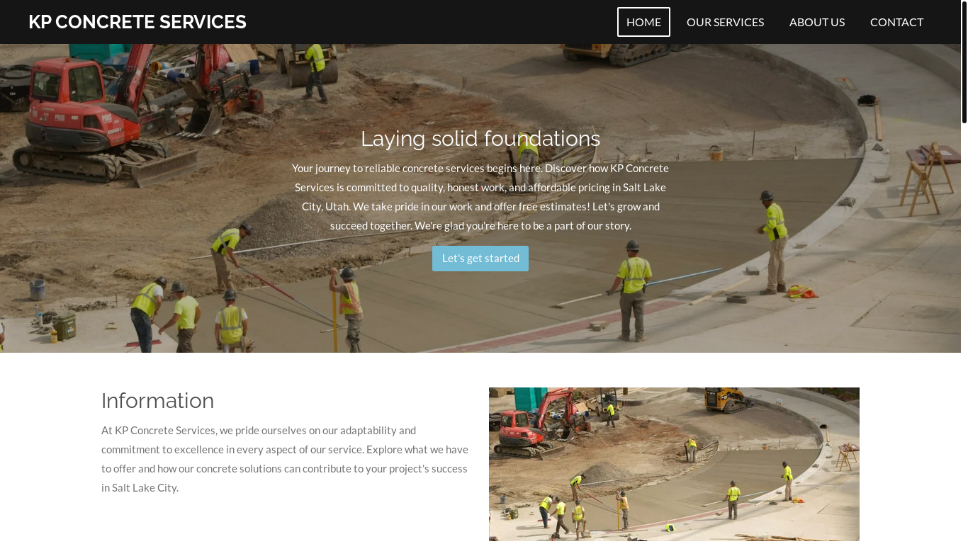 website screenshot of https://kpconcreteservices.com/