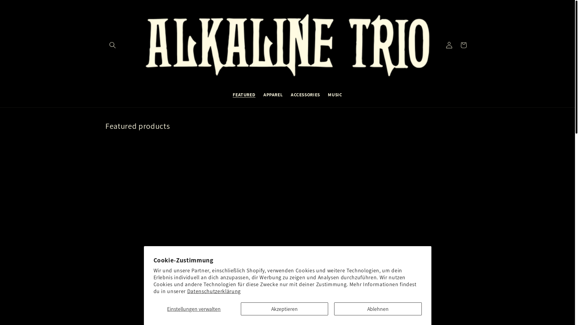 website screenshot of https://alkalinetriostore.eu/